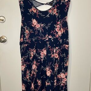 Torrid Navy and Pink Floral Backless Dress